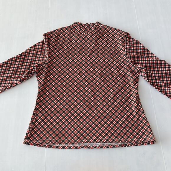 NEW Shein Red and Black Plaid Mock Neck Long Sleeve Tee Shirt Women's SIZE 2XL - Picture 2 of 8